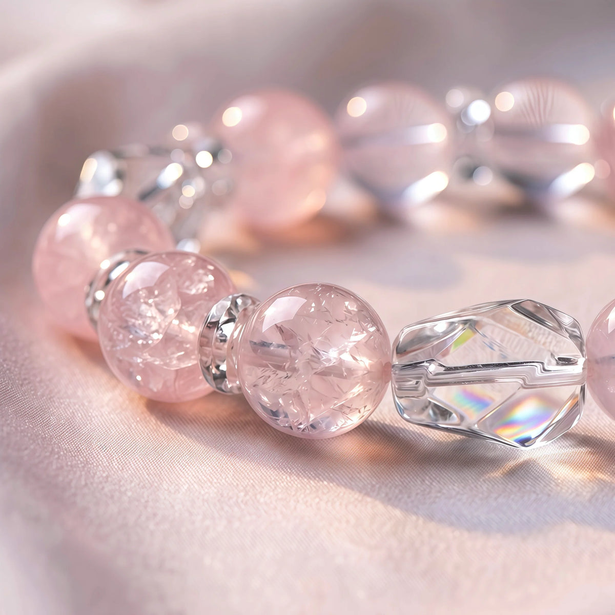 Handmade love and connection natural crystal bracelets collection for self-love and emotional healing