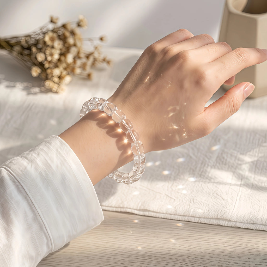 Handcrafted Natural Clear Quartz Jewelry - Mindfulness Bracelet