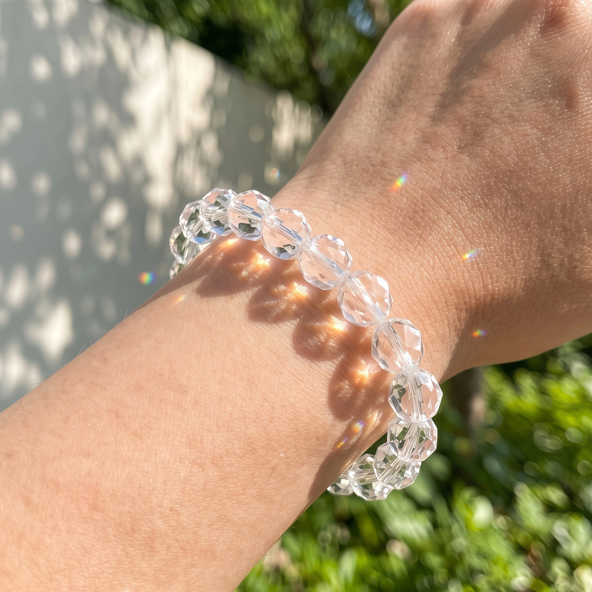 Genuine Diamond-Cut Clear Crystal Calming Energy Bracelet