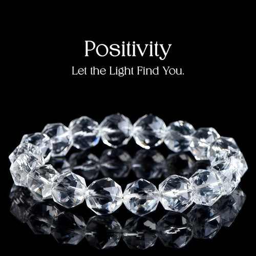Natural Diamond-Cut Clear Quartz Bracelet for Clarity