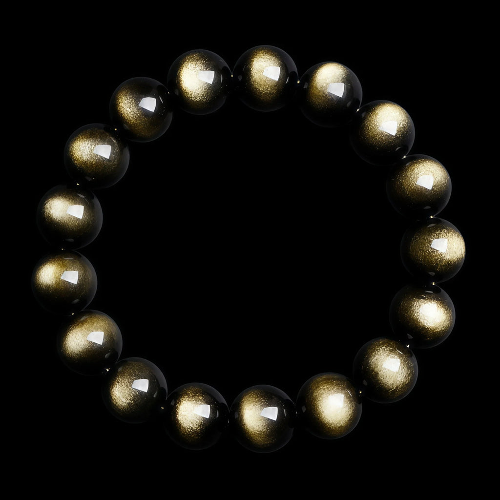 Handcrafted Gold Sheen Obsidian Beaded Bracelet for Emotional Balance