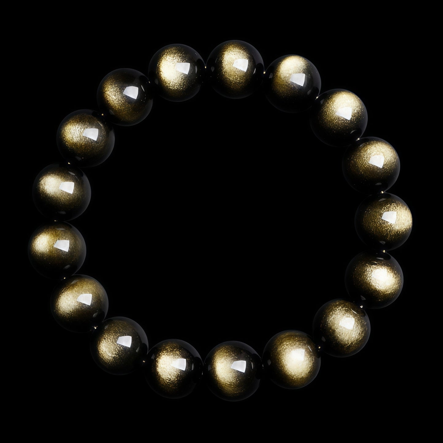 7A-Grade Natural Double-Eye Obsidian Bracelet | Gold & Silver Sheen