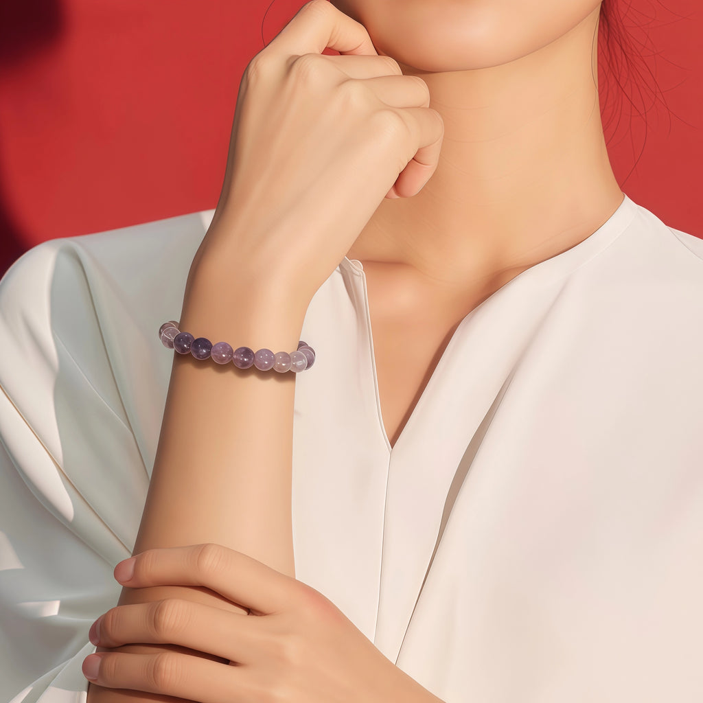 Handcrafted Natural Amethyst Phantom Jewelry - Unisex Healing Bracelet
