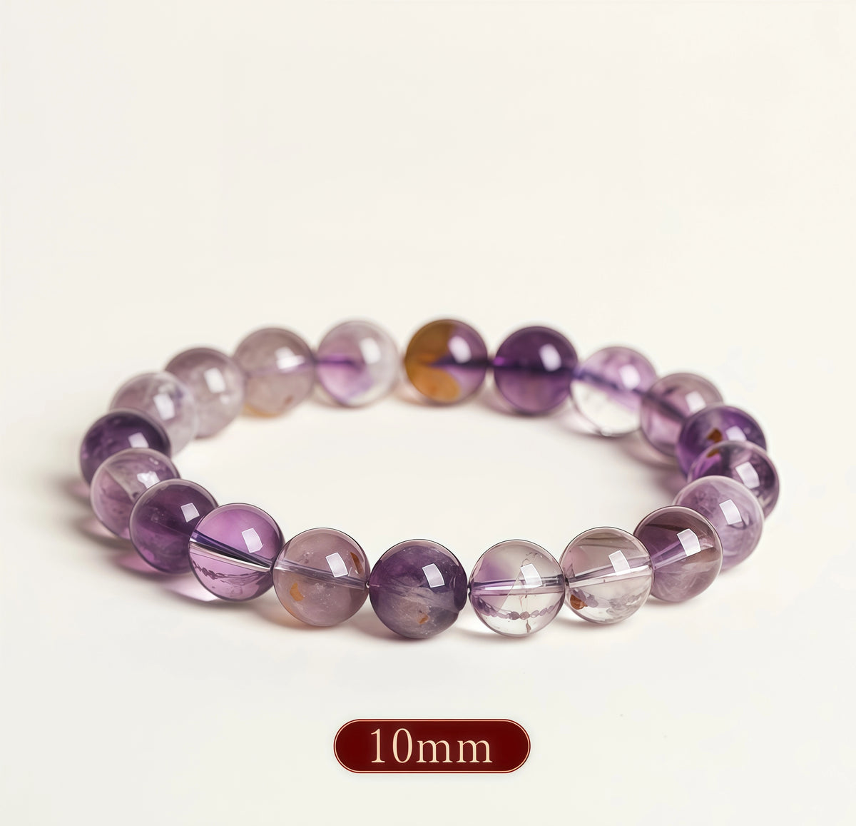 Handcrafted Amethyst Phantom Quartz Grounding Bracelet - 10mm Size