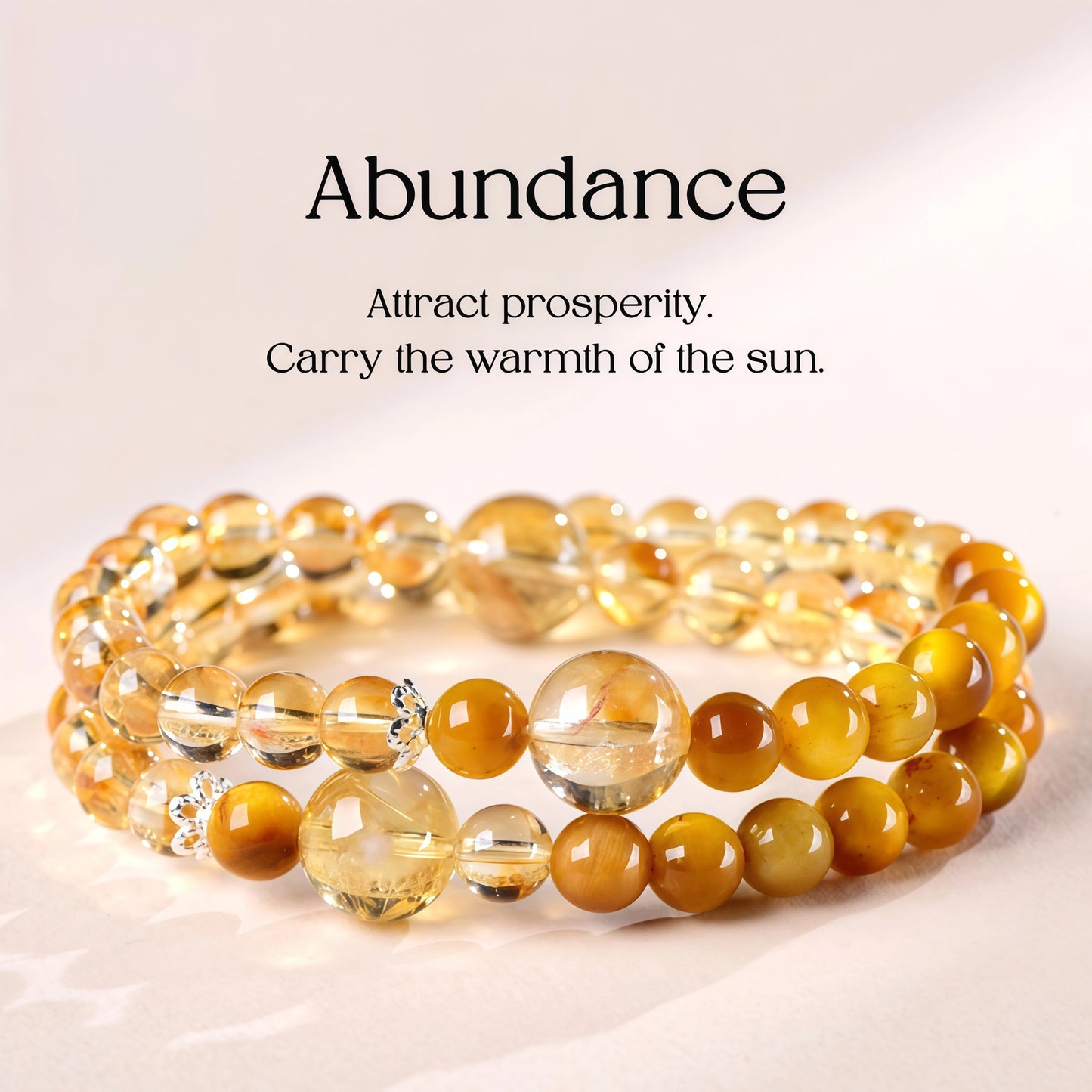 Golden Years natural citrine beaded bracelet in warm golden tones, handcrafted by DP Crystal