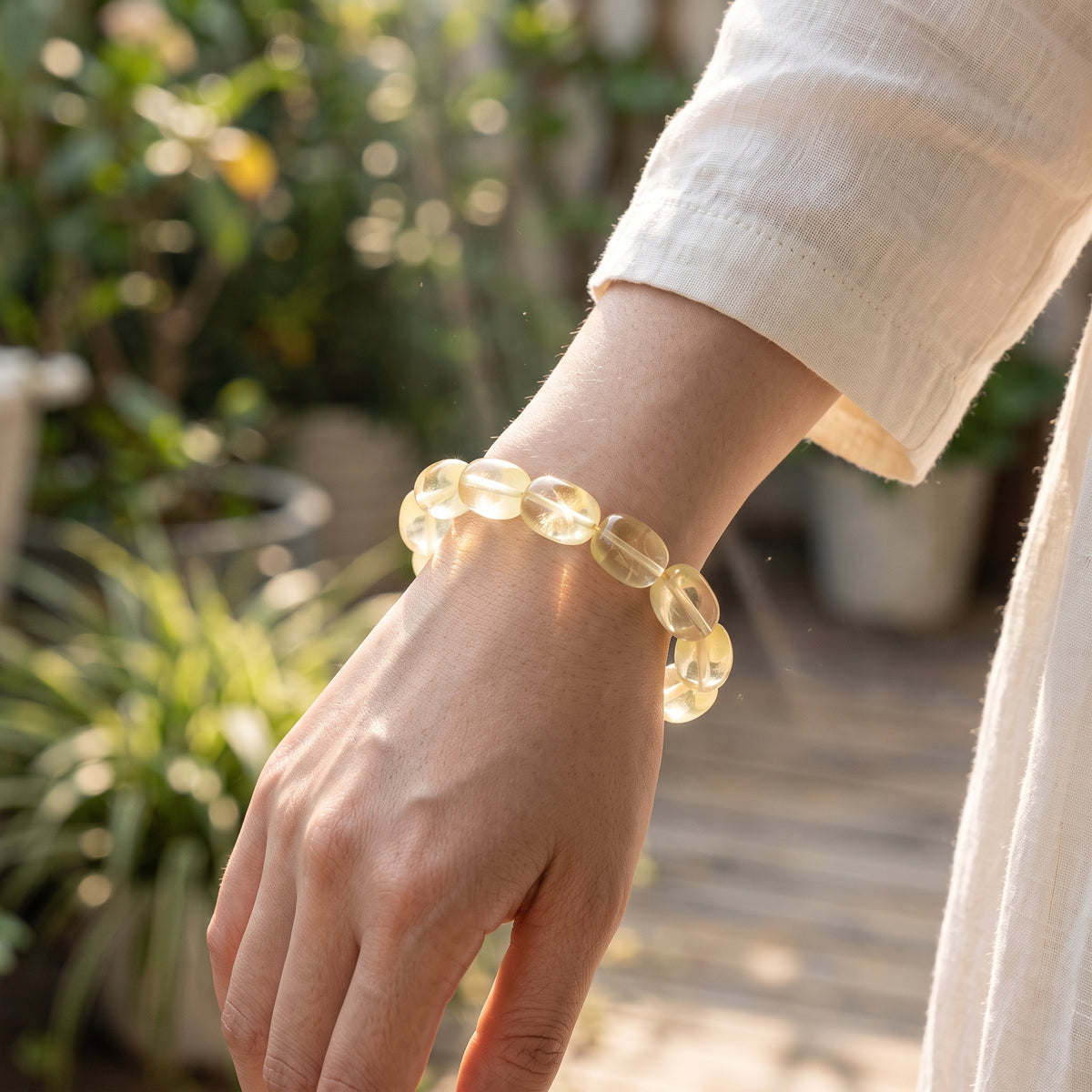 Genuine Yellow Citrine Healing Crystal Beaded Bracelet