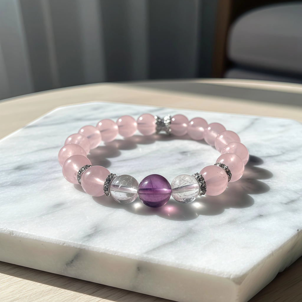 Genuine Madagascar Rose Quartz Calming Crystal Bracelet