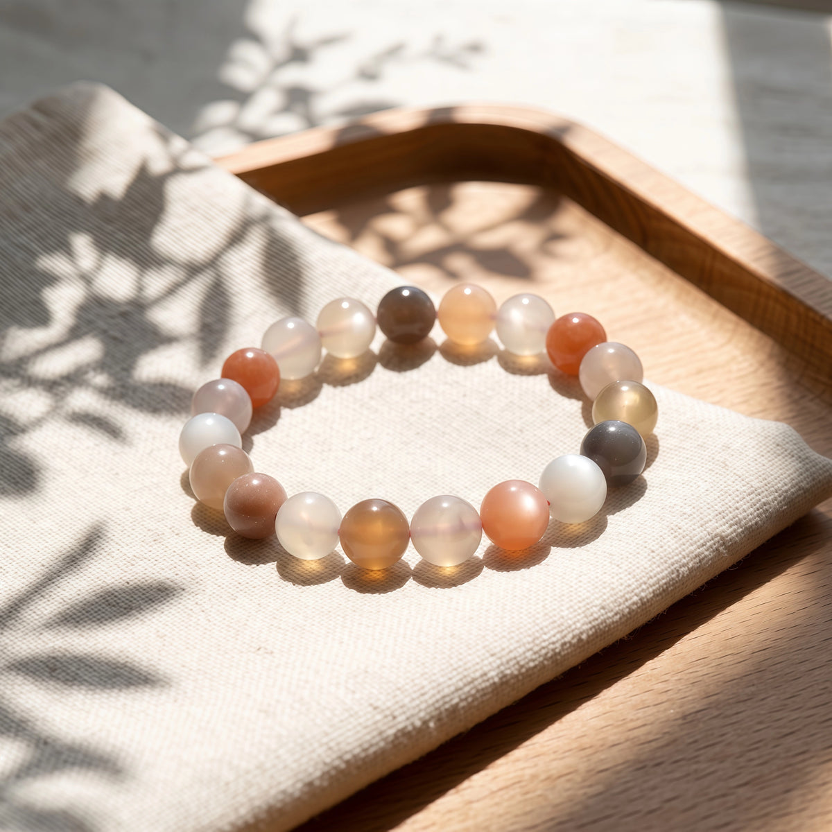 Minimalist Moonstone Beaded Bracelet for Emotional Balance