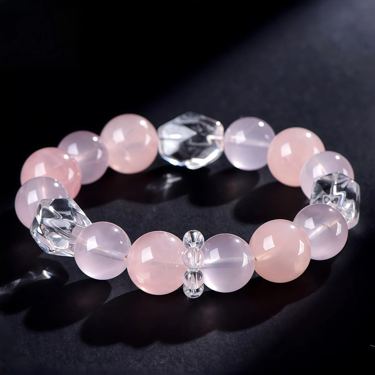 Genuine Pink Rose Quartz Healing Crystal Beaded Bracelet