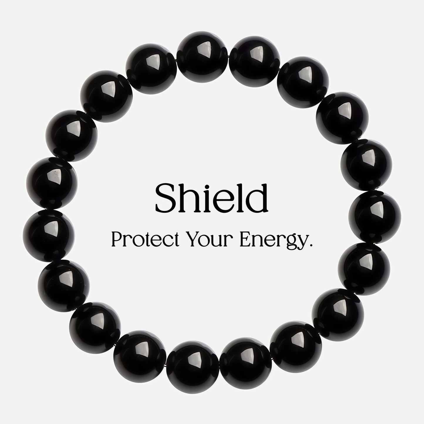 2A-Grade Natural Shining Jet-Black Obsidian Protection Bracelet