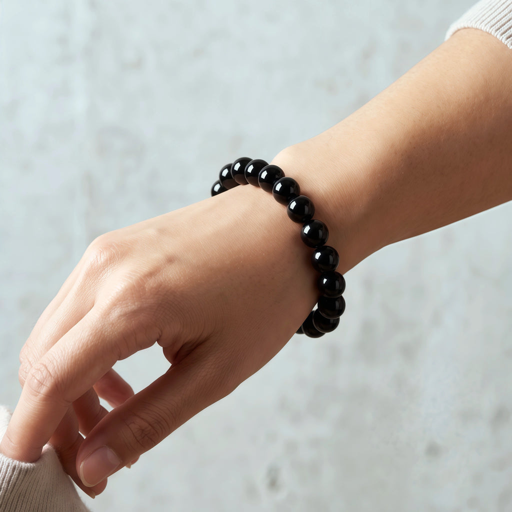 Handcrafted Black Crystal Protection Jewelry - Minimalist Grounding