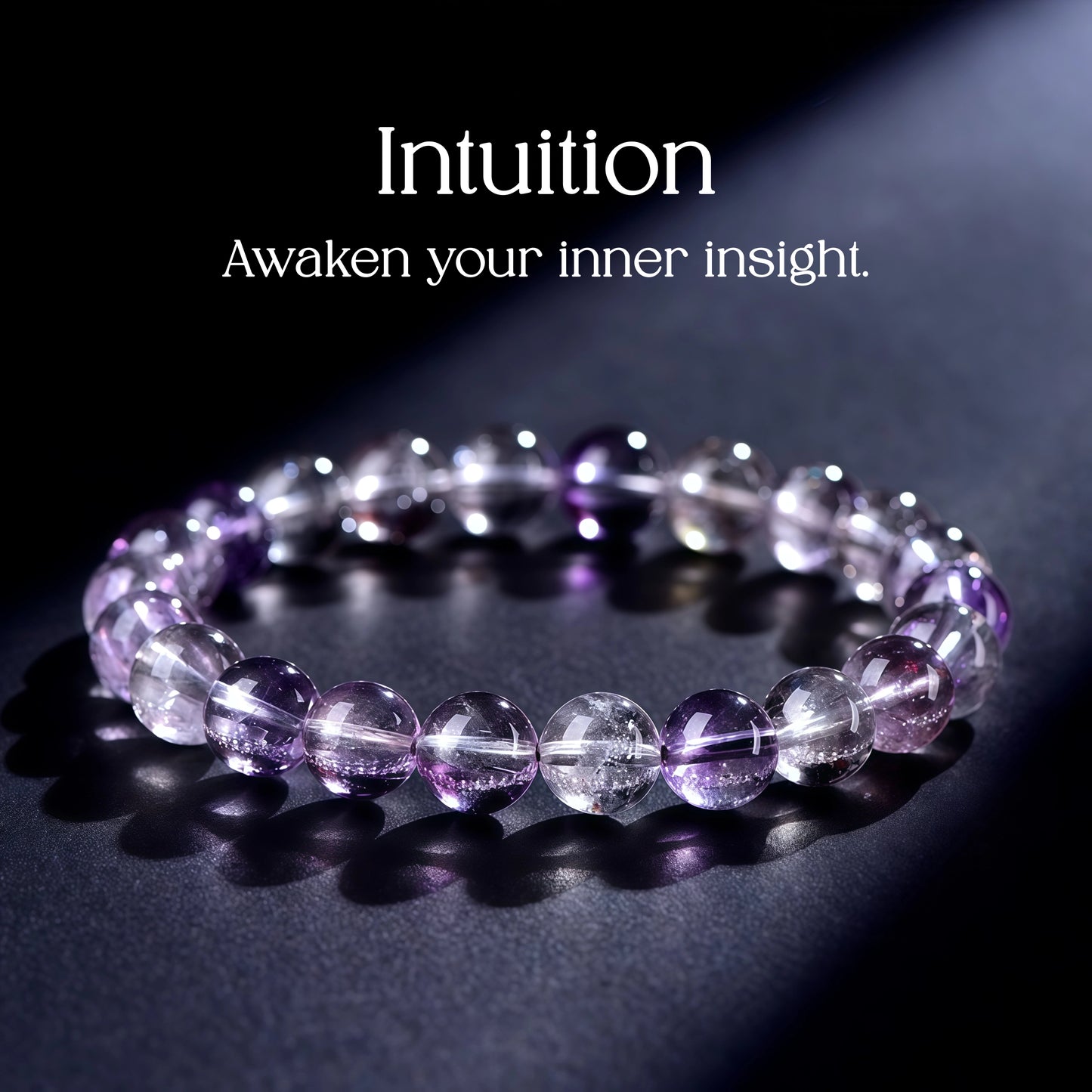 Natural translucent Super Seven quartz beaded bracelet, handcrafted by DP Crystal