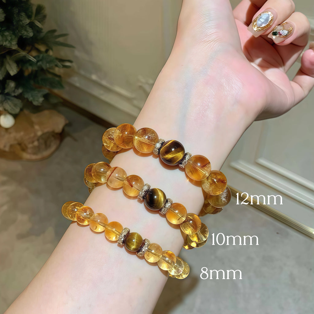 Genuine yellow phantom gemstone beads showing natural mineral formation and clarity