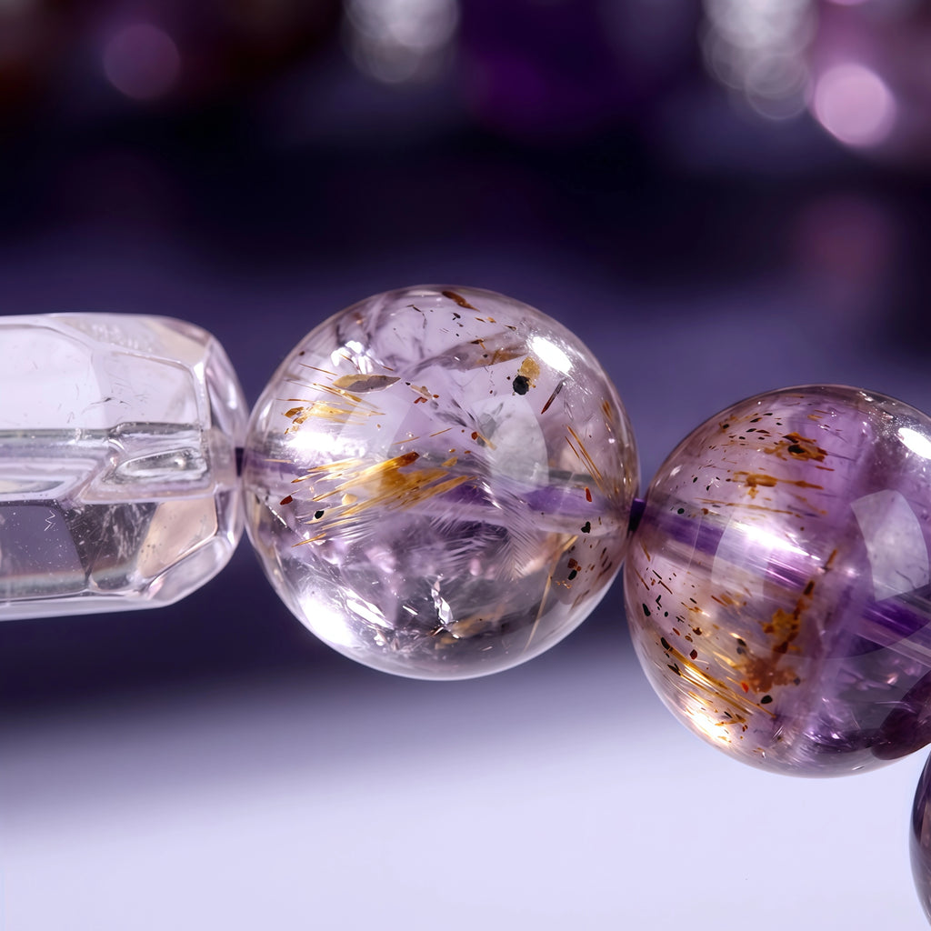 Authentic Amethyst Beaded Bracelet - Calming Emotional Healing