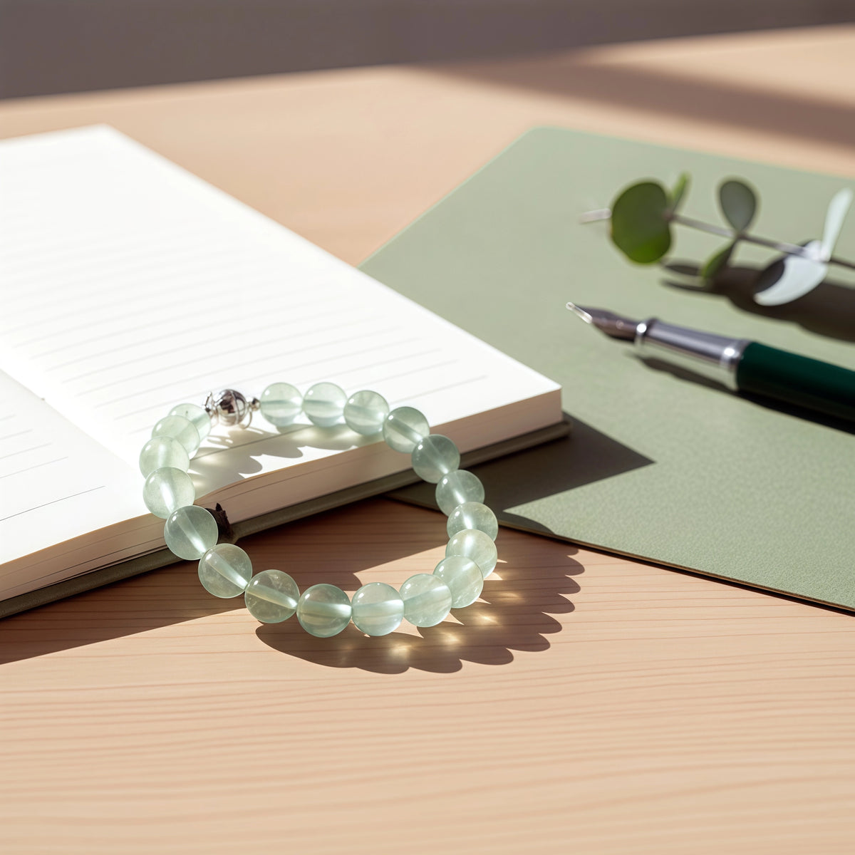 Handcrafted Natural Prehnite Jewelry - Minimalist Green Bracelet