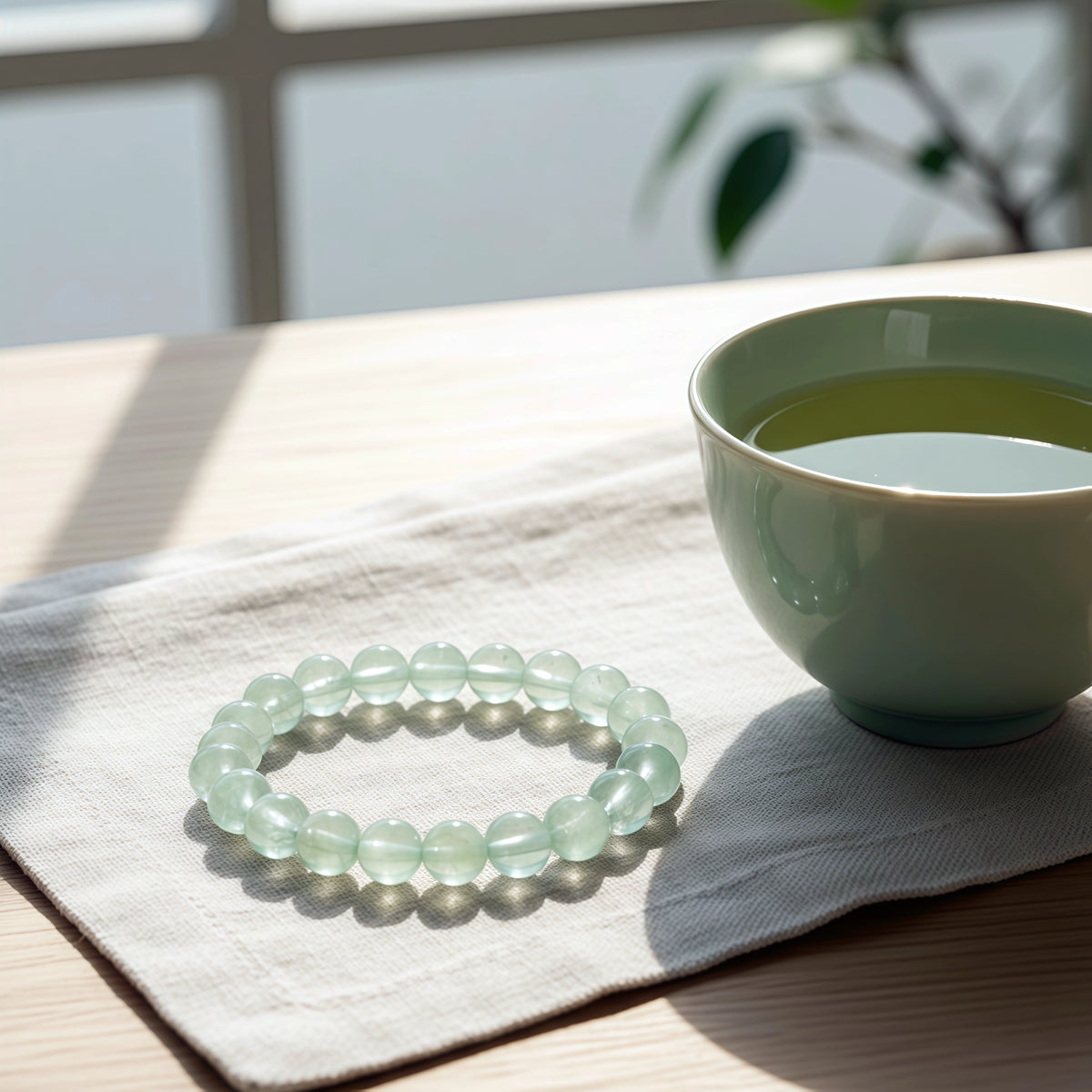 Authentic Green Prehnite Beaded Bracelet for Women